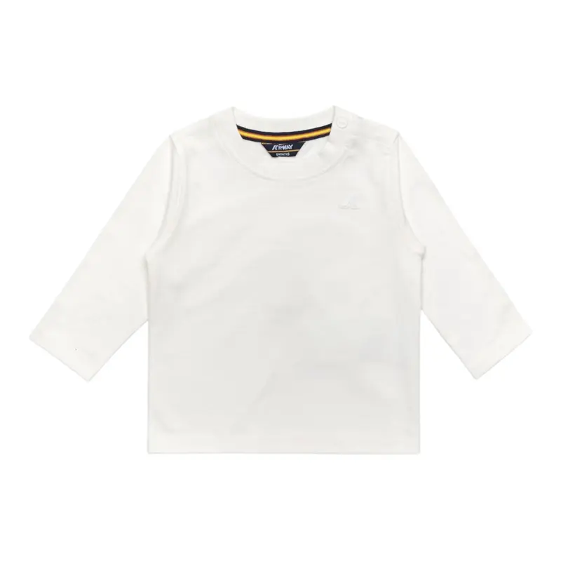 K-Way Shirt Girocollo tinta unita con Logo Panna per Neonato