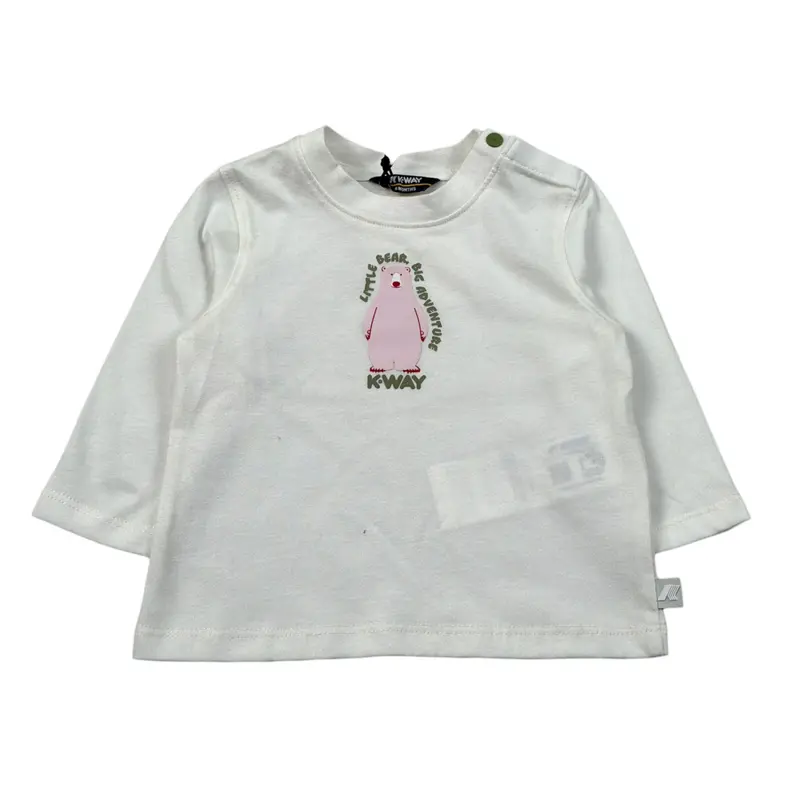 K-Way Shirt Girocollo tinta unita con Stampa Bianco per Neonato