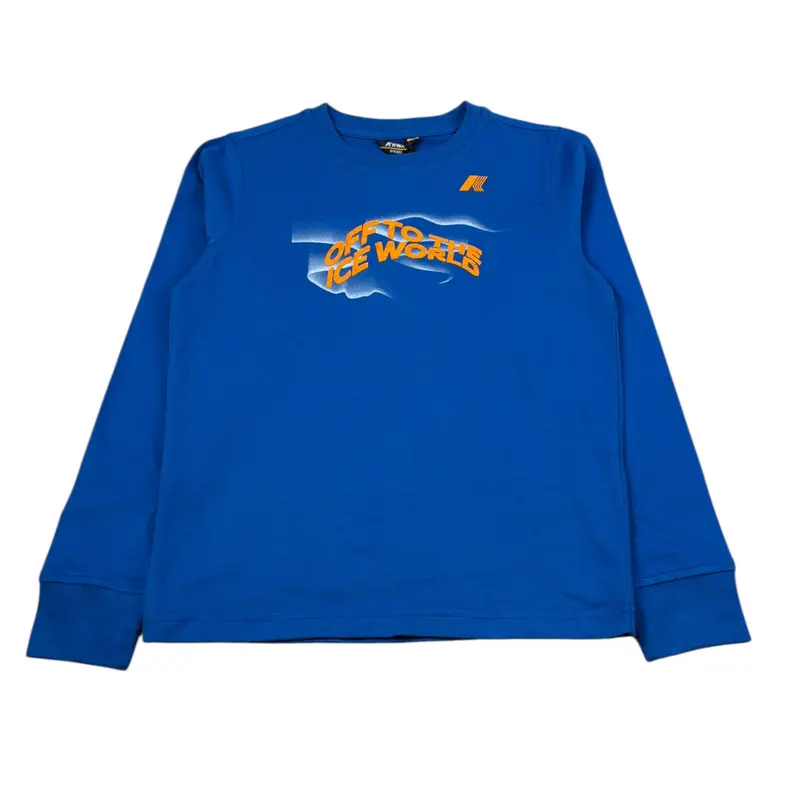 K-Way Shirt Girocollo tinta unita con Stampa Cobalto per Bambino