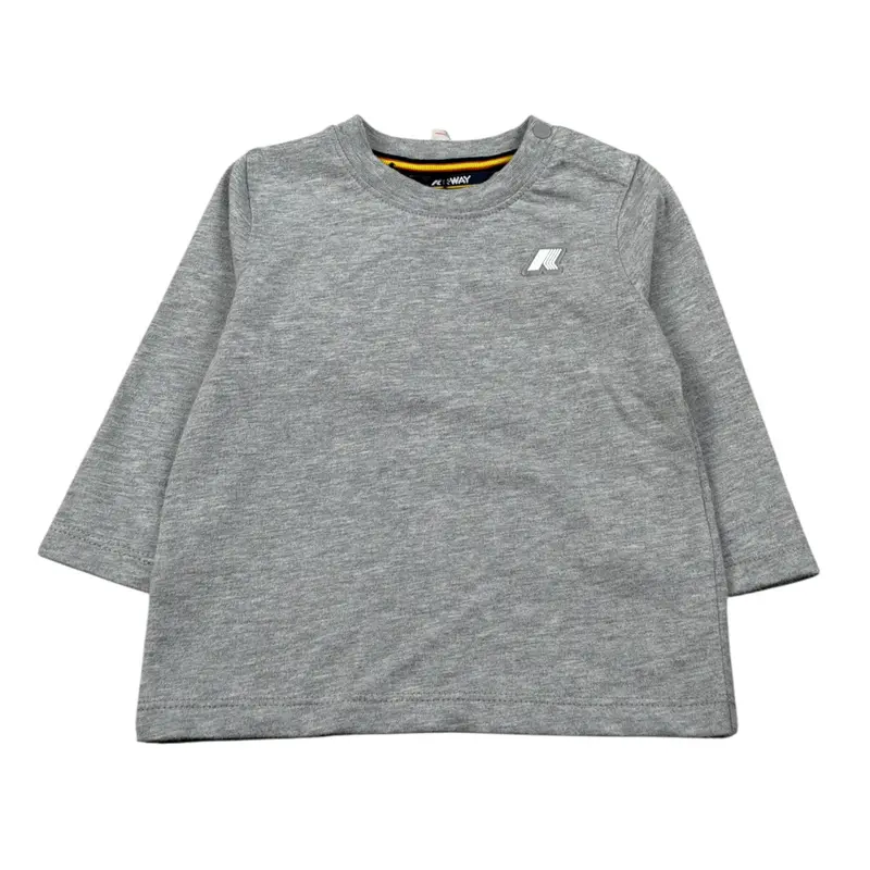 K-Way Shirt Girocollo tinta unita con Stampa Grigio per Neonato