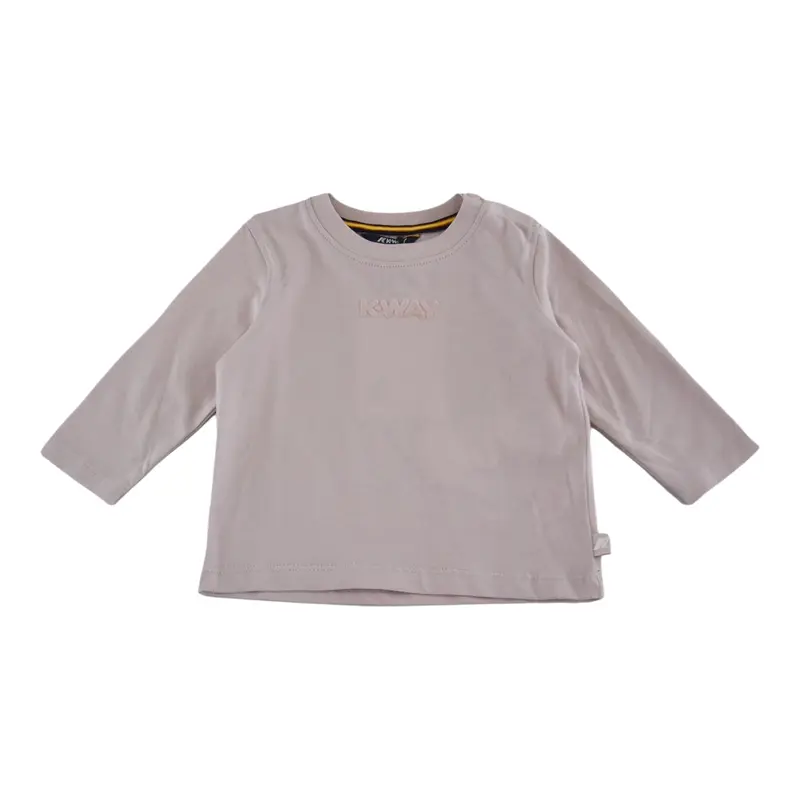 K-Way Shirt Girocollo tinta unita con Stampa Rosa per Neonata