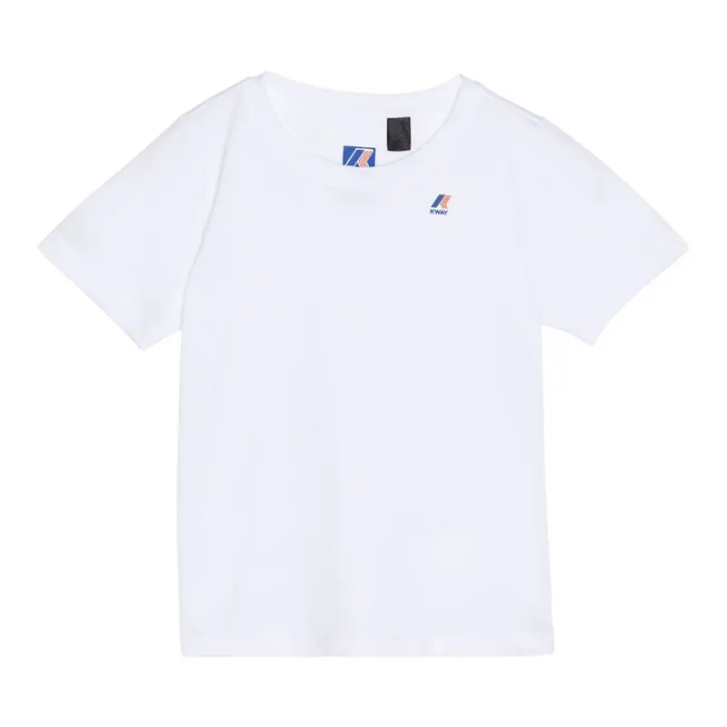 K-Way T-Shirt Girocollo tinta unita con Logo Bianco per Bambino