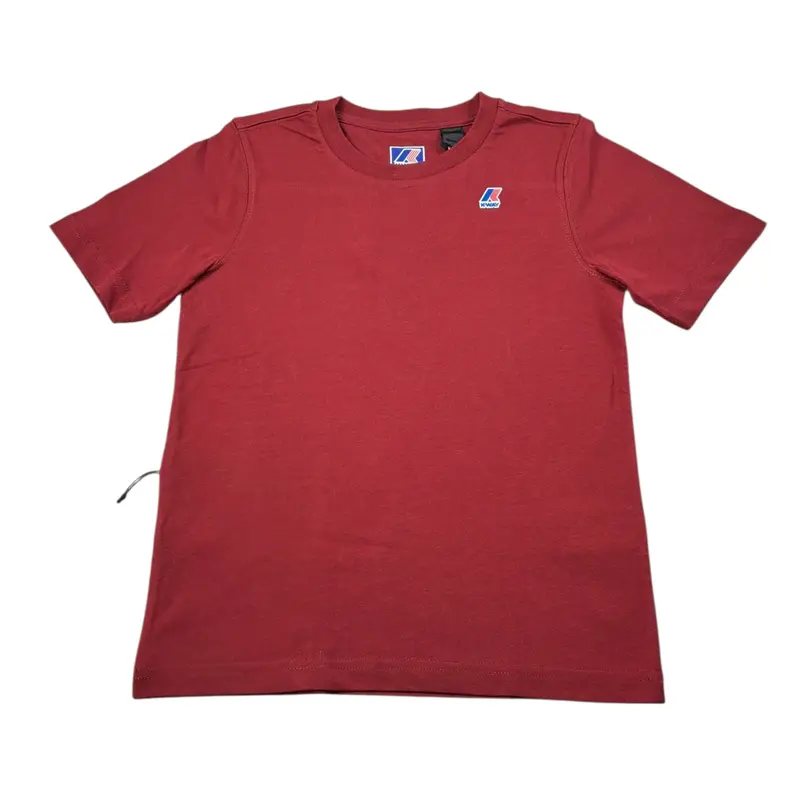 K-Way T-Shirt Girocollo tinta unita con Logo Bordeaux per Bambina