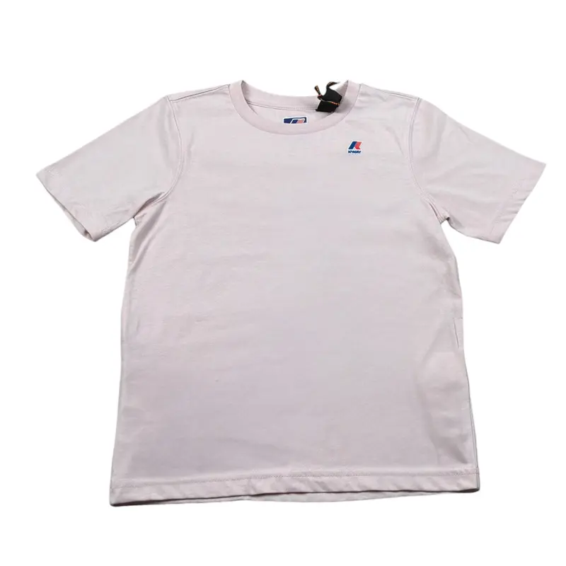 K-Way T-Shirt Girocollo tinta unita con Logo Rosa per Bambina