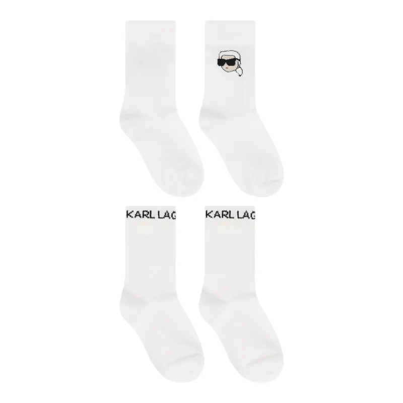 Karl Lagerfeld Calzini tinta unita con Logo Bianco per Bambino