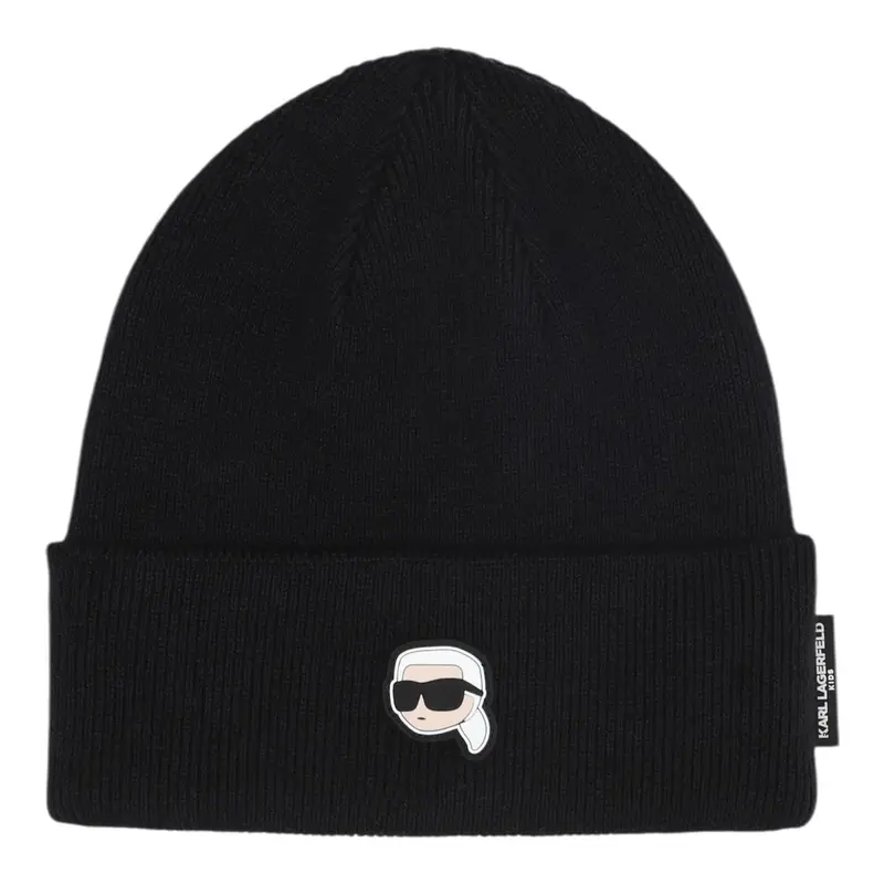 Karl Lagerfeld Cappello tinta unita con Logo Nero per Bambina