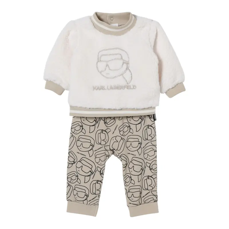 Karl Lagerfeld Completo 2 Pezzi Felpa-Leggins Panna/Beige per Neonata
