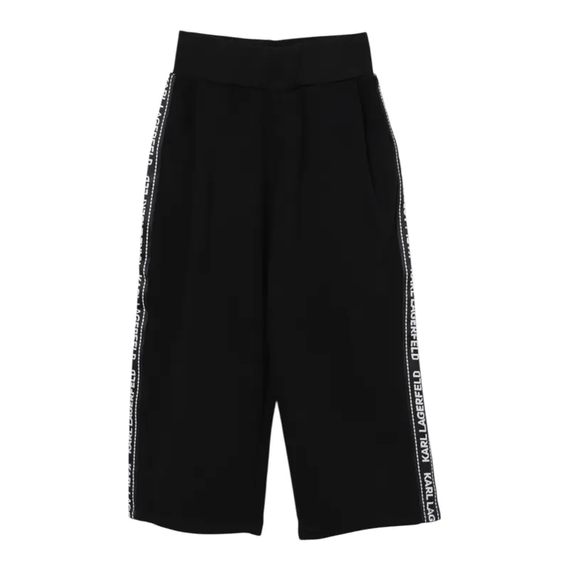 Karl Lagerfeld Pantalone Modello Palazzo tinta unita Nero per Bambina
