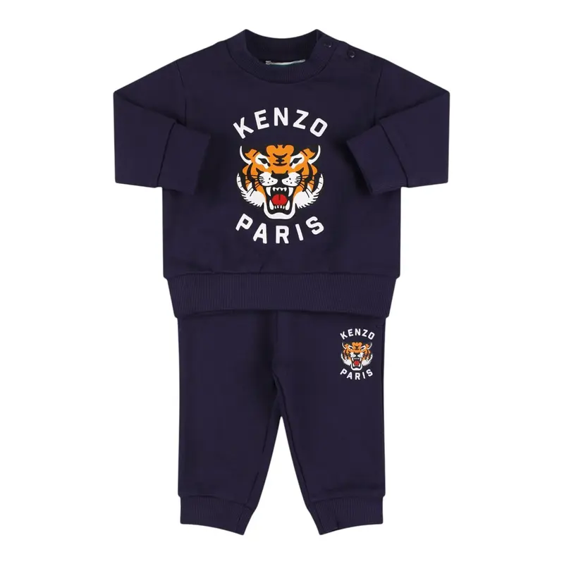 Kenzo Completo 2 Pezzi Felpa-Pantalone tinta unita Blu per Bambino
