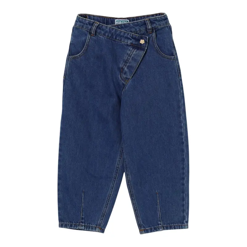Kenzo Jeans tinta unita con Girovita Regolabile Blu per Bambina