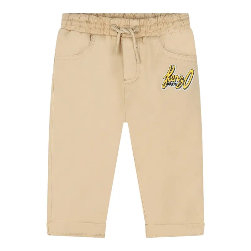 Kenzo Pantalone tinta unita con Elastico In Vita Beige per Neonato