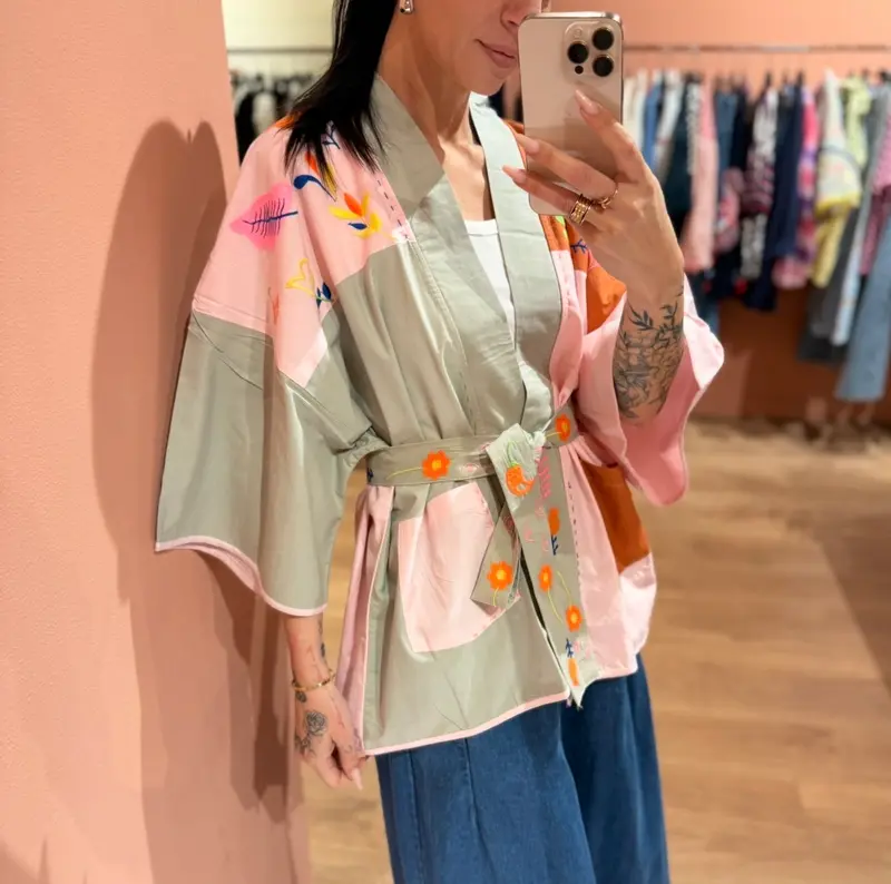 Kimono ricamato multicolor