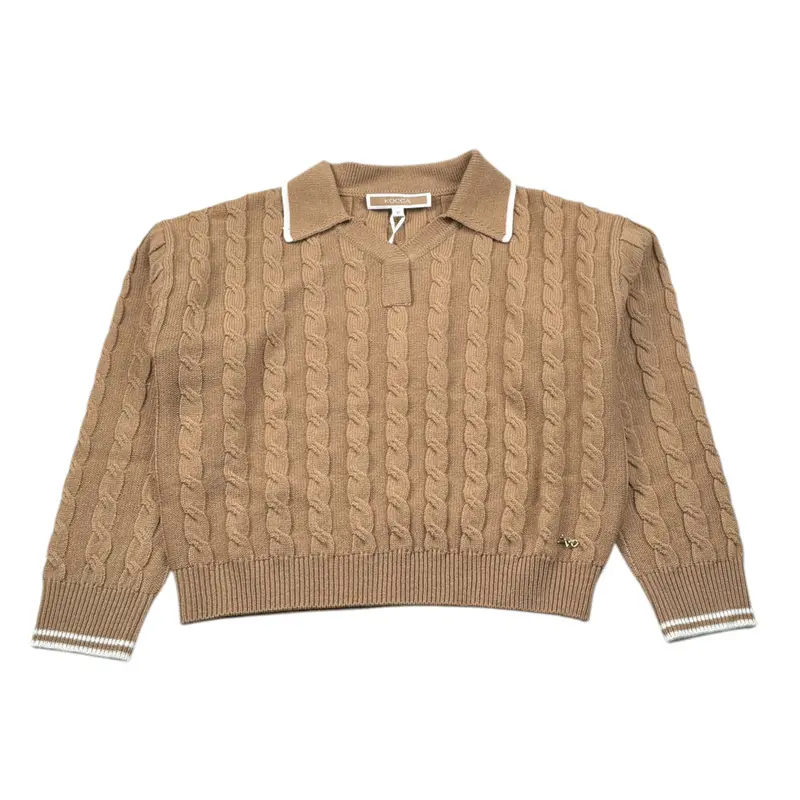 Kocca Maglia tinta unita con Colletto Beige per Bambina