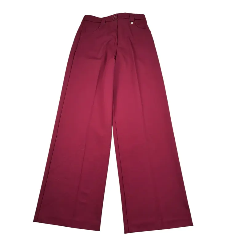 Kocca Pantalone tinta unita Modello Palazzo Bordeaux per Bambina