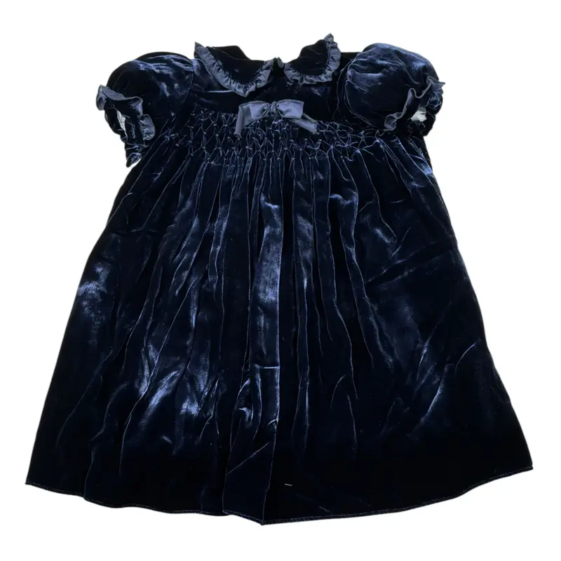 La Stupenderia Abito Mezza Manica tinta unita Blu per Bambina