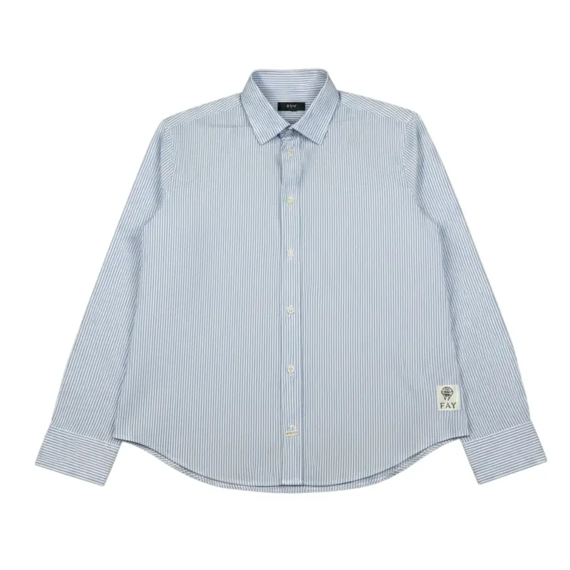 La Stupenderia Camicia Manica Lunga Fantasia A Righe Azzurro per Bambino