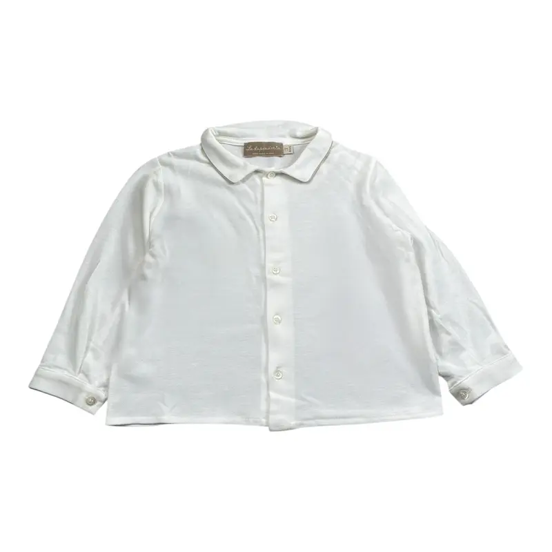 La Stupenderia Camicia tinta unita con Colletto Bianco/Beige per Bambino