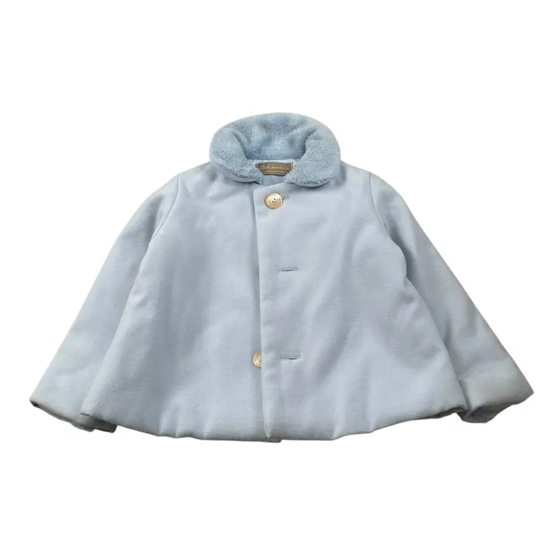 La Stupenderia Cappotto tinta unita con Colletto Azzurro per Neonata
