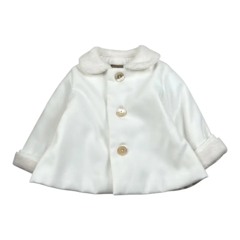 La Stupenderia Cappotto tinta unita con Colletto Bianco per Neonata