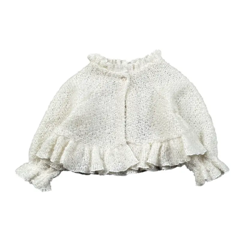 La Stupenderia Cardigan tinta unita con Colletto Panna per Neonata