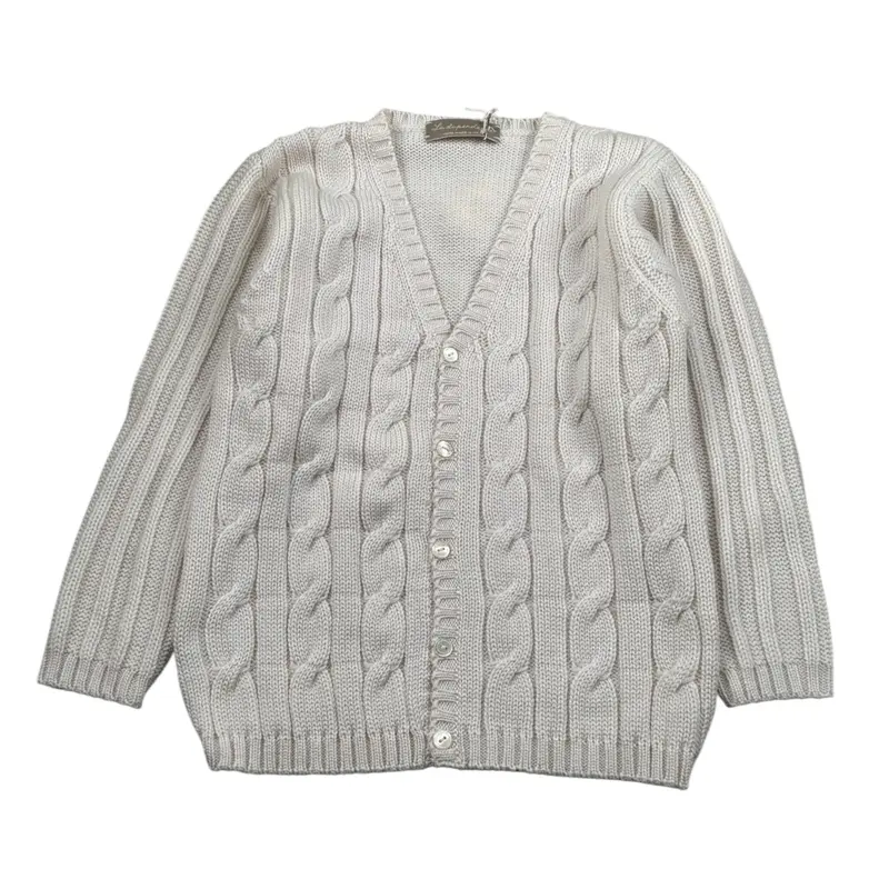 La Stupenderia Cardigan tinta unita con Trecce Panna per Bambino