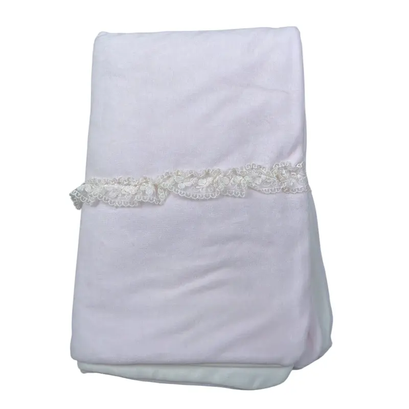 Lalalu' Coperta tinta unita con Ricami Rosa per Neonata