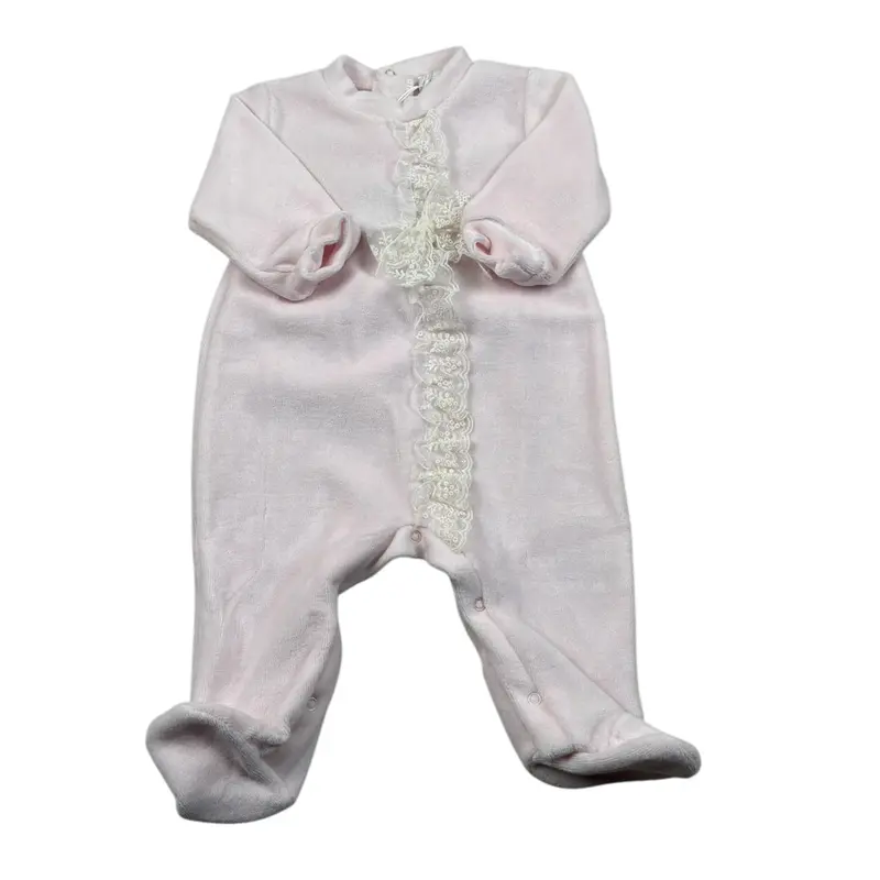 Lalalu' Tutina Manica Lunga Tinta Jnita In Ciniglia Rosa per Neonata