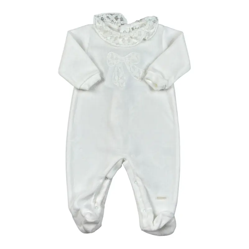 Lalalu' Tutina tinta unita con Ricami Bianco per Neonata