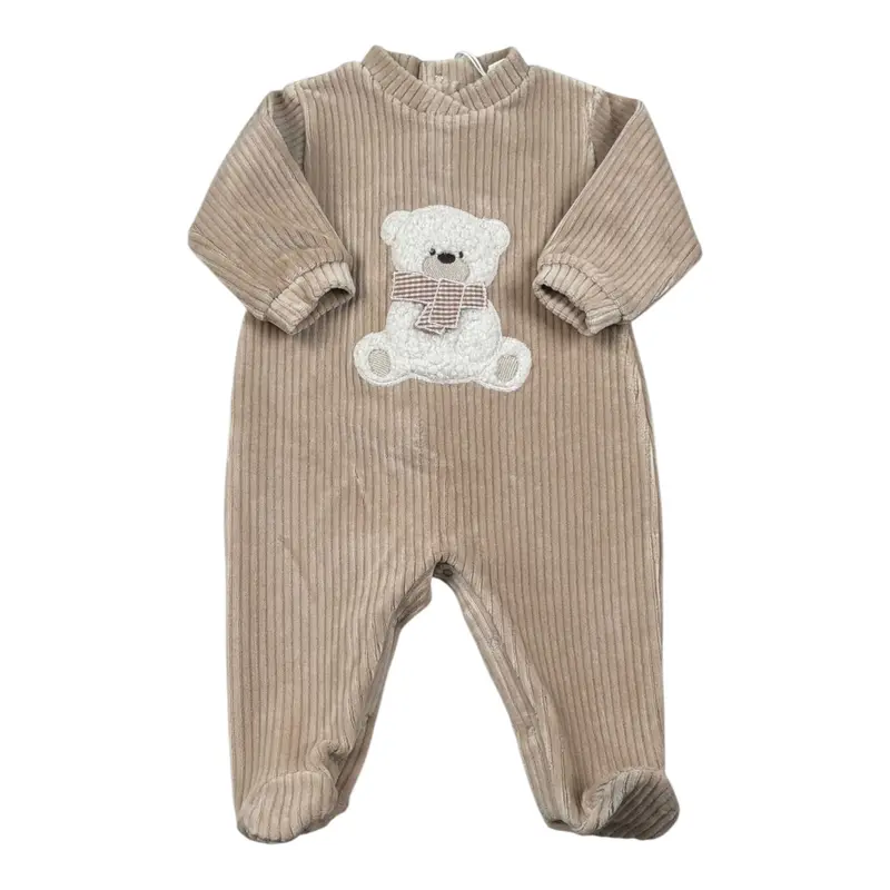 Lalalu' Tutina tinta unita con Stampa Beige per Neonato