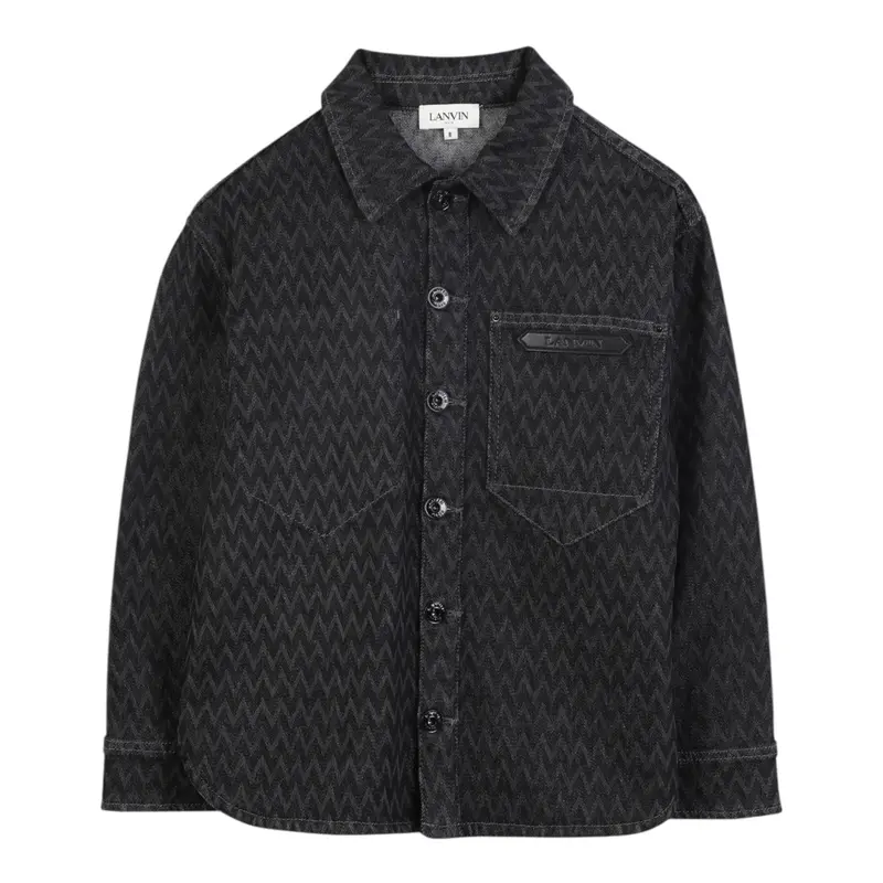 Lanvin Camicia Manica Lunga Tinta Nero per Bambino
