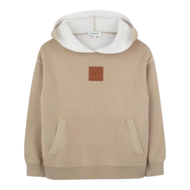 Lanvin Felpa tinta unita con Cappuccio In Maglia Beige per Bambino