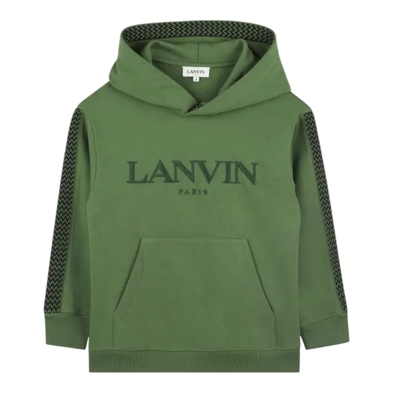 Lanvin Felpa tinta unita con Cappuccio Verde per Bambino