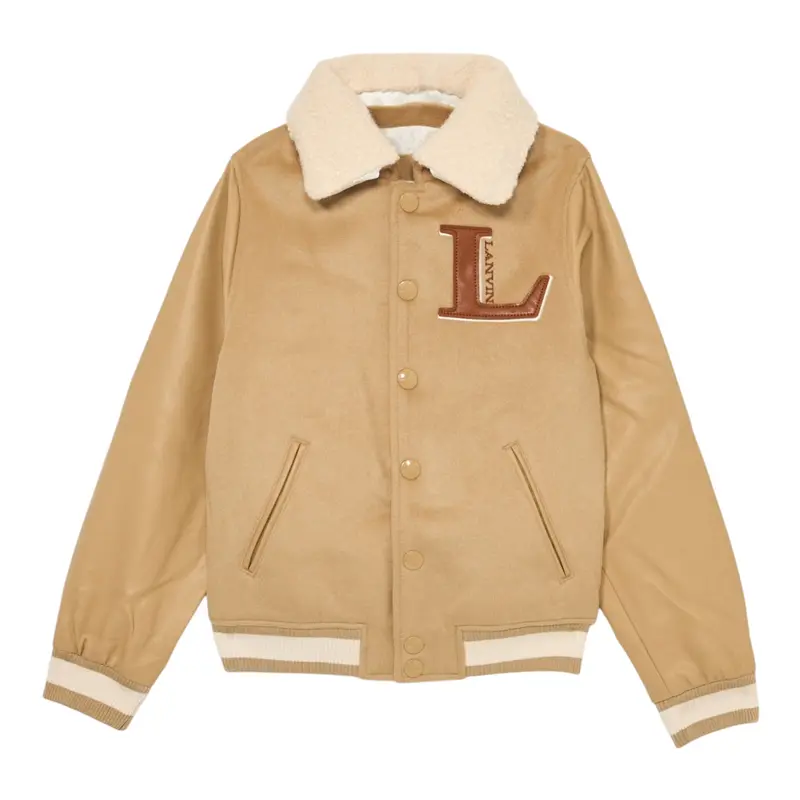 Lanvin Giubbino Modello College tinta unita con Logo Beige per Bambino