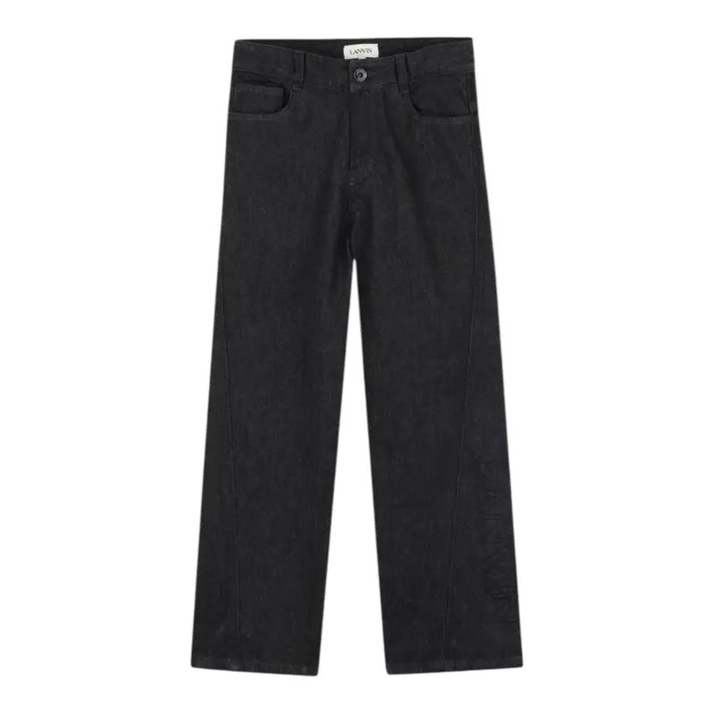 Lanvin Jeans tinta unita con Girovita Regolabile Nero per Bambina