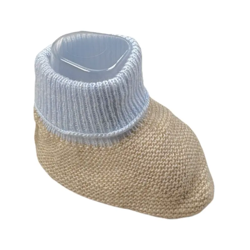Le Bebe' Babbucce tinta unita In Filo Beige per Neonato