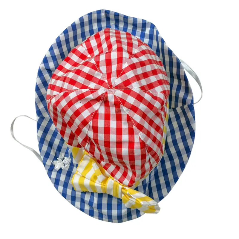 Le Bebe' Cappello Bicolore con Fantasia A Quadri Bianco per Neonata