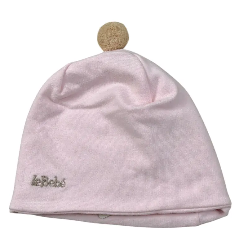 Le Bebe' Cappello tinta unita con Stampa Rosa per Neonata