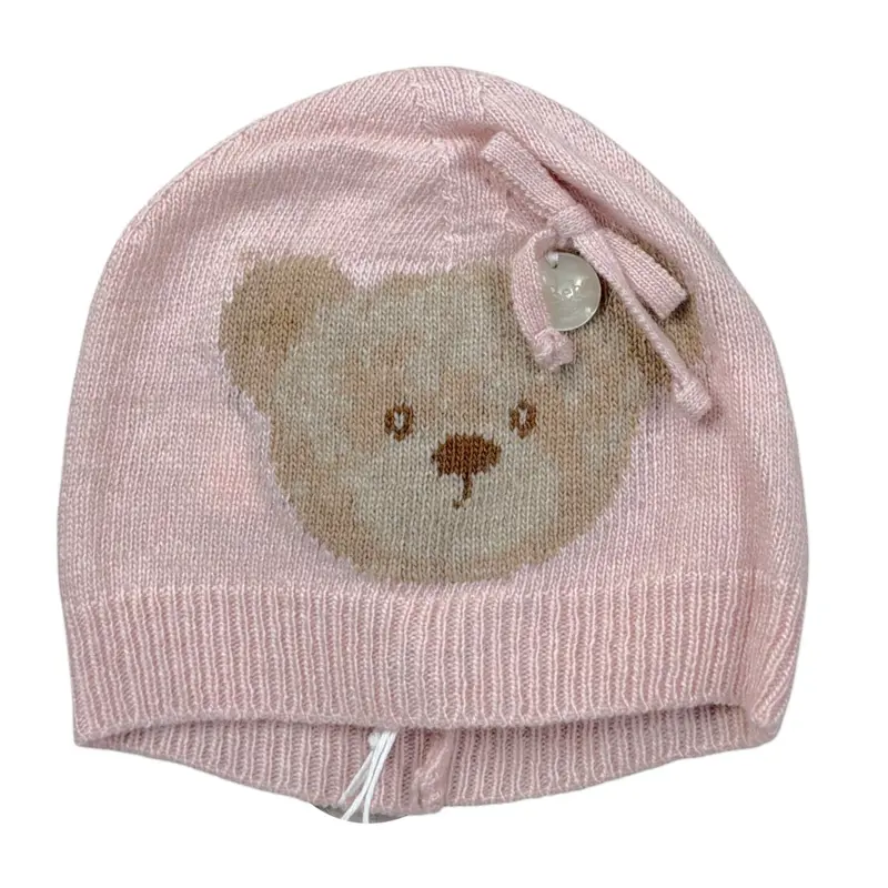 Le Bebe' Cappello tinta unita con Stampa Rosa per Neonata