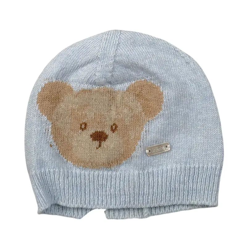 Le Bebe' Cappello tinta unita In Filo con Stampa Azzurro per Neonato