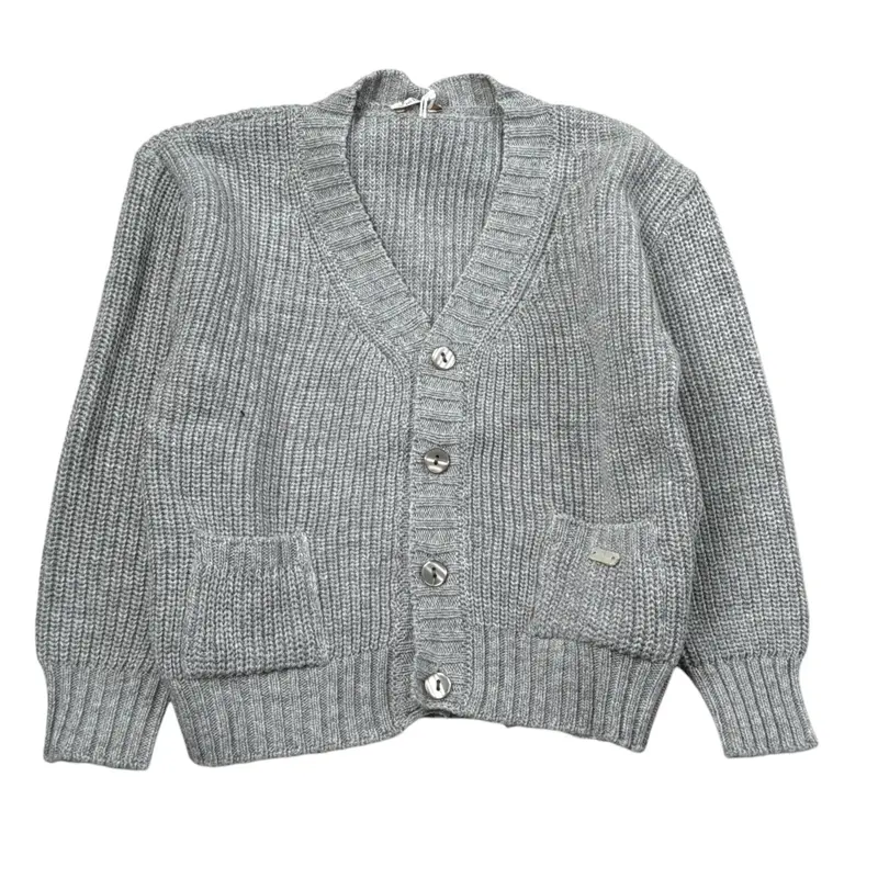 Le Bebe' Cardigan tinta unita con Bottoni Grigio per Neonato