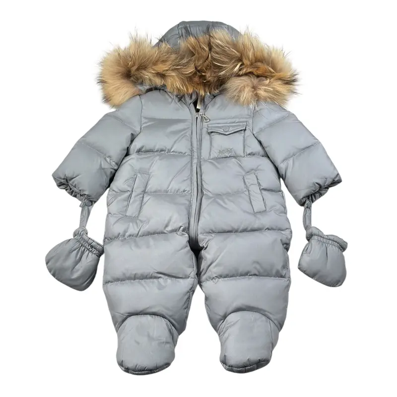 Le Bebe' Eskimo tinta unita con Cappuccio Grigio per Neonato