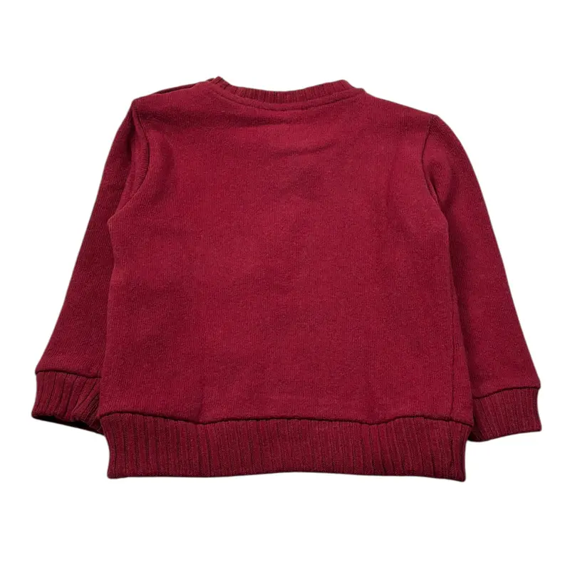 Le Bebe' Maglia Girocollo tinta unita con Stampa Bordeaux per Neonato