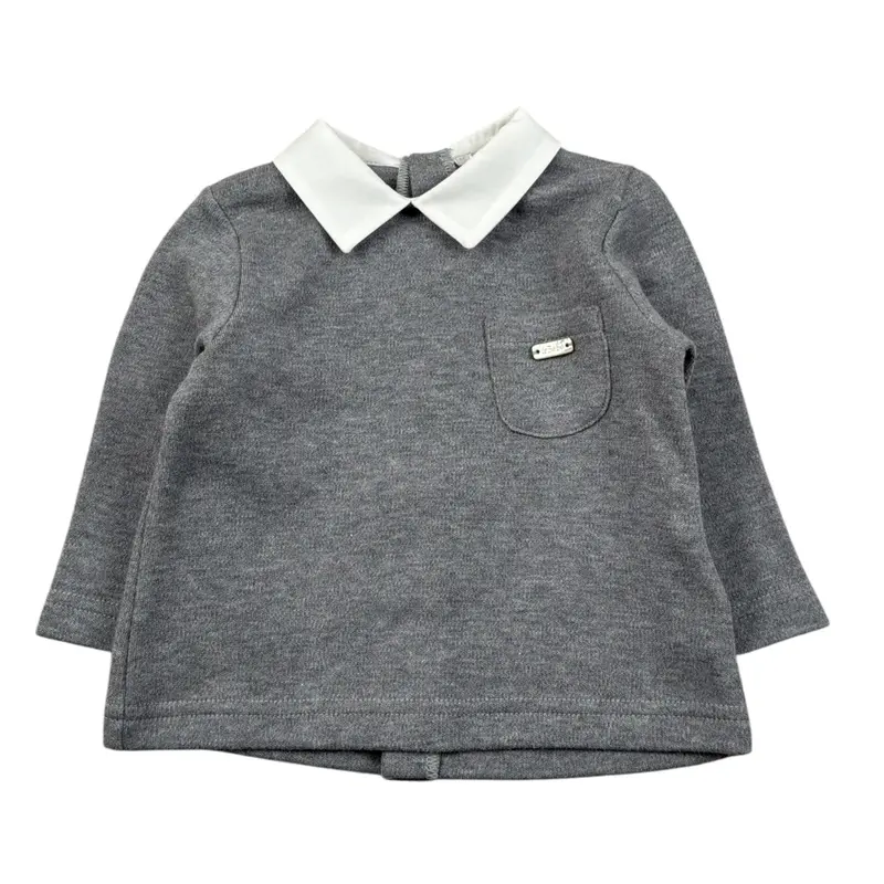 Le Bebe' Maglia tinta unita con Colletto Grigio per Neonato