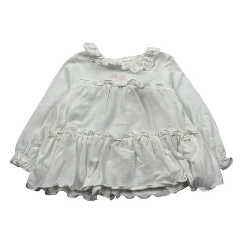 Le Bebe Shirt tinta unita con Stampa Bianco per Neonata