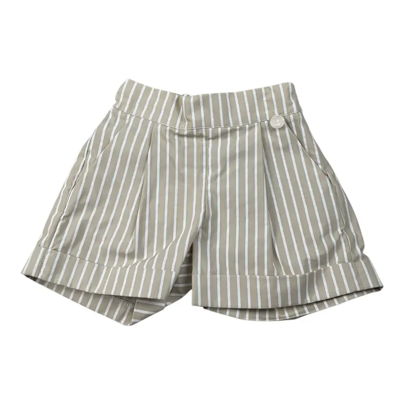 Le Bebe' Short Bicolore con Fantasia A Righe Beige per Neonata