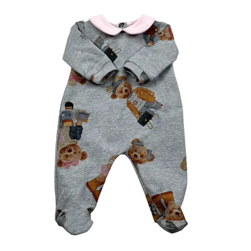Le Bebe Tutina Manica Lunga Tint Unita Grigio per Neonata