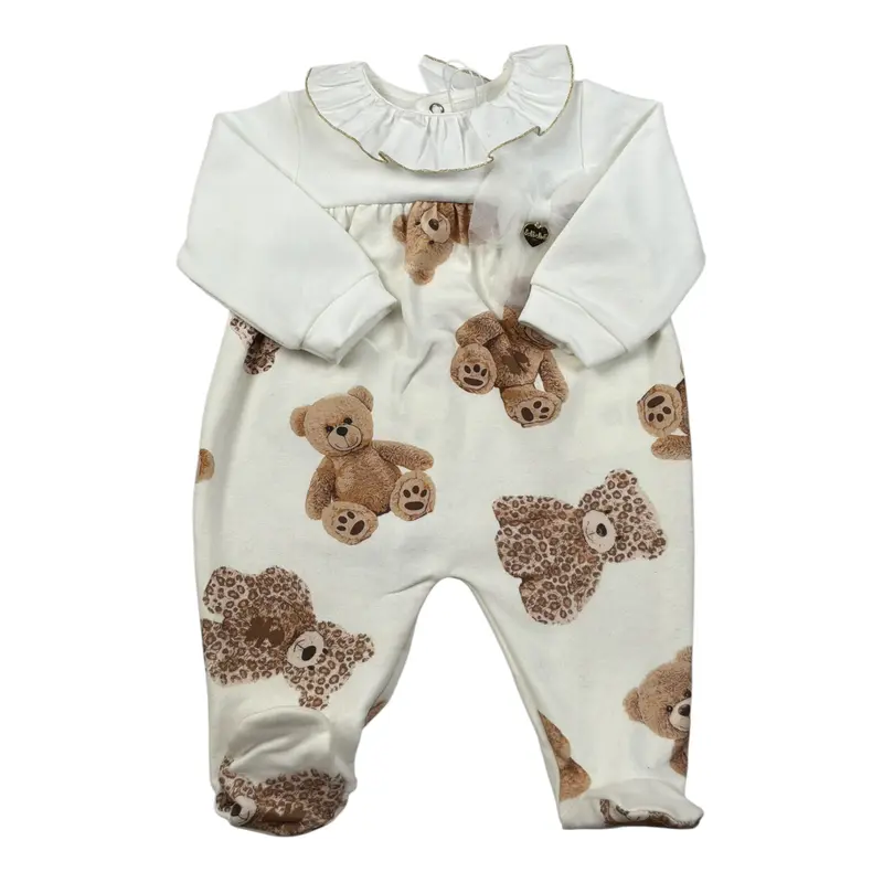 Le Bebe' Tutina tinta unita con Stampa Bianco per Neonata