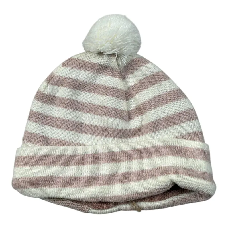 Leo E Lilly Cappello Bicolore con Fantasia A Righe Bianco/Rosa per Neonata