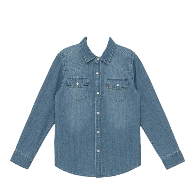 Levi'S Camicia In Denim tinta unita Blu per Bambino