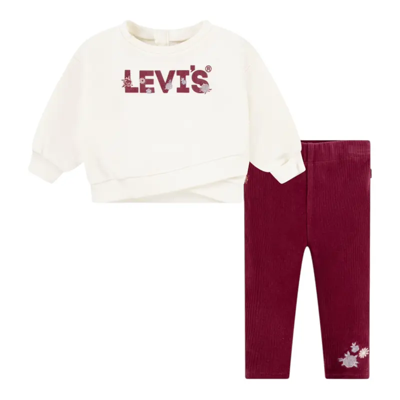 Levi'S Completo 2 Pezzi Felpa-Leggins Panna per Neonata